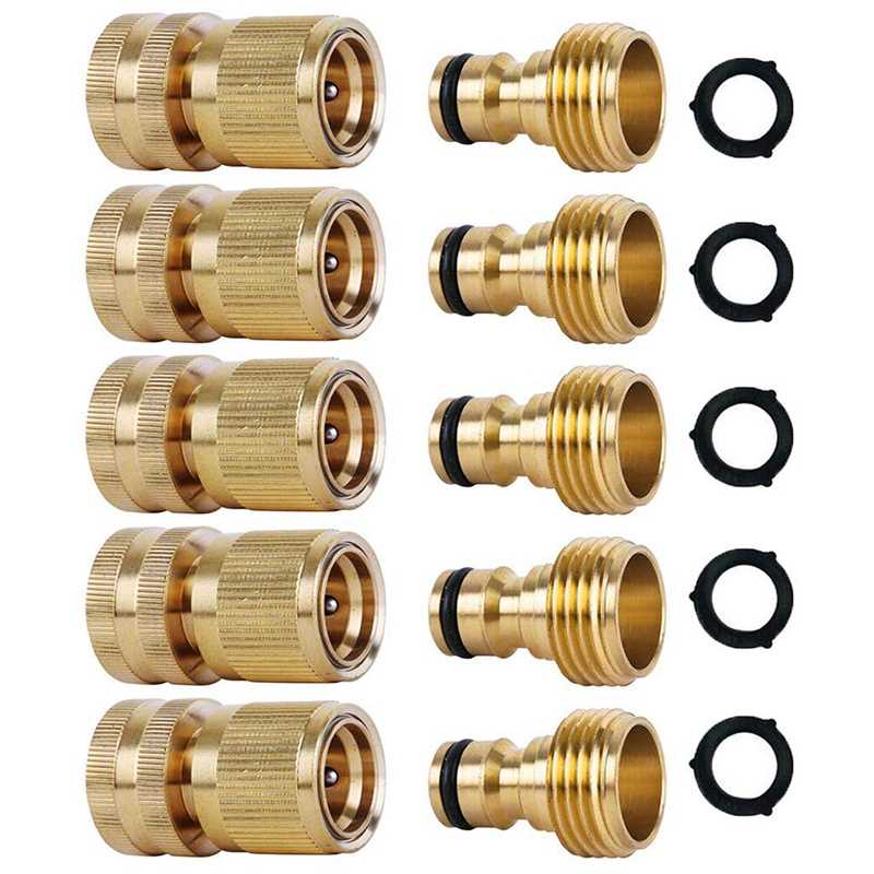 4 Set di Tubo Da Giardino Connettori Rapidi In Ottone Da 3/4 Pollici GHT Filo Facile Da Collegare Raccordi Tubo Dell'acqua Maschio Femmina