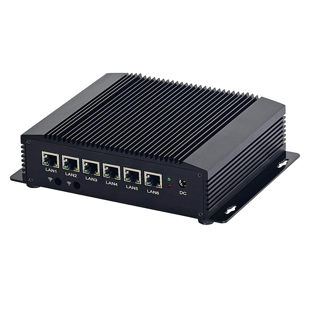 HUNSN Firewall,Mikrotik,Pfsense,VPN,Network Security Micro Appliance,Router PC,Intel Celeron 2955U,(Black),RM02,HDMI/COM/RJ45 RS232/4USB3.0/6 Intel I211AT Gigabit Nics/Fanless,(4G RAM/32G SSD)